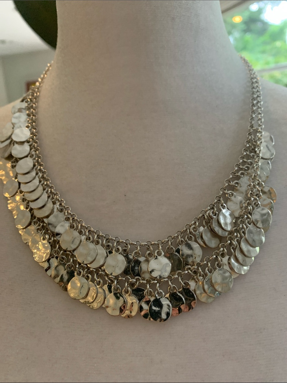 Talbots Silver Layered Disc Necklace